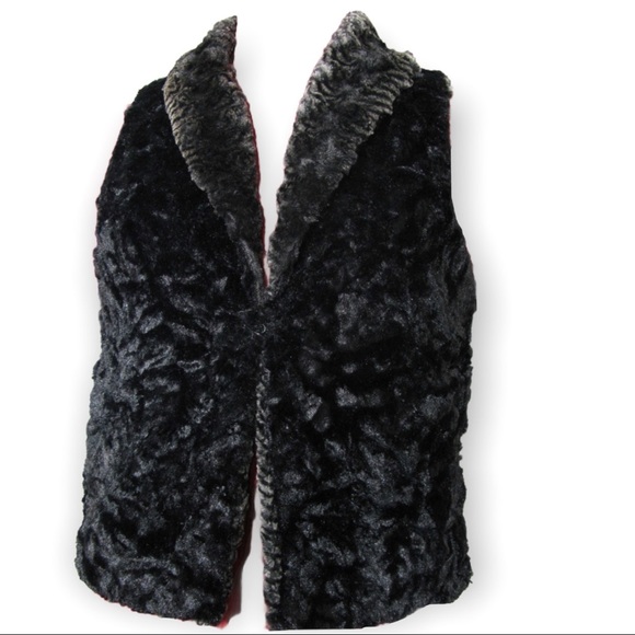 COPY - Pandemonium Millinery Vest Lux Faux Fur Reversible Smokey Essence Black … - Picture 1 of 5